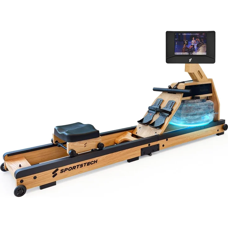 Sportstech AquaElite 10,1" Rudergerät mit Wassermagnet Widerstand für Zuhause