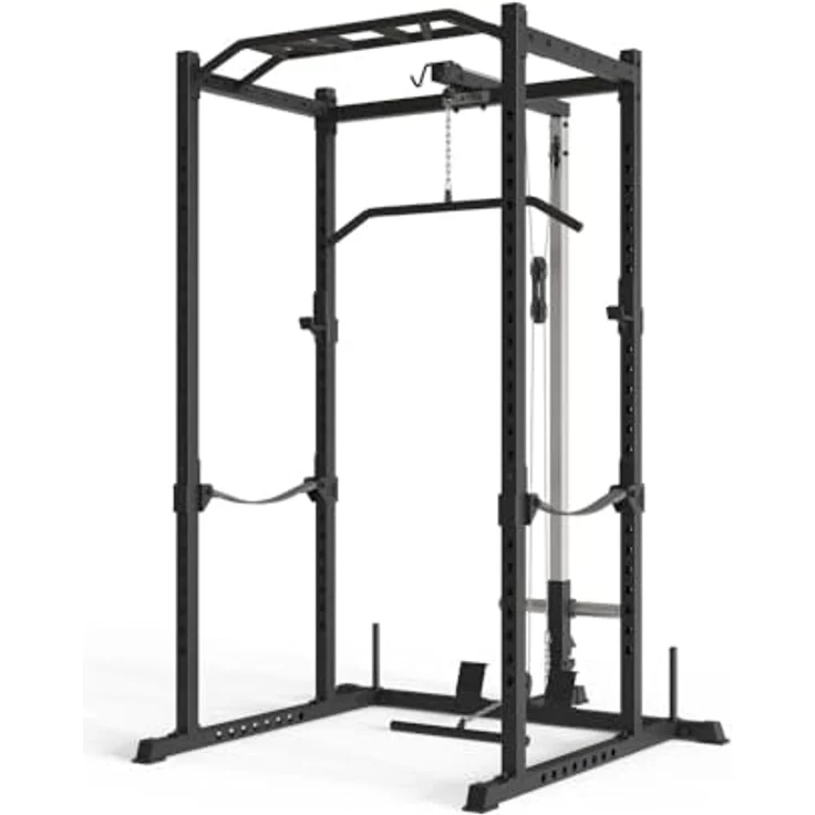 Atletica R5-Vega Power Rack | Power Cage mit Latzug | Multi-Grip Klimmzugstange, Safety Straps, J-Hooks & Weight-Pins | 213 cm Höhe | in Zwei Höhen verfügbar, Größe 213 cm – Bild 3