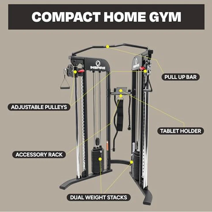 Inspire Kabelzugstation Functional Trainer FTX, kompakter DAP mit 2 x 75 kg Gewichtsblöcken, schwarz – Bild 2