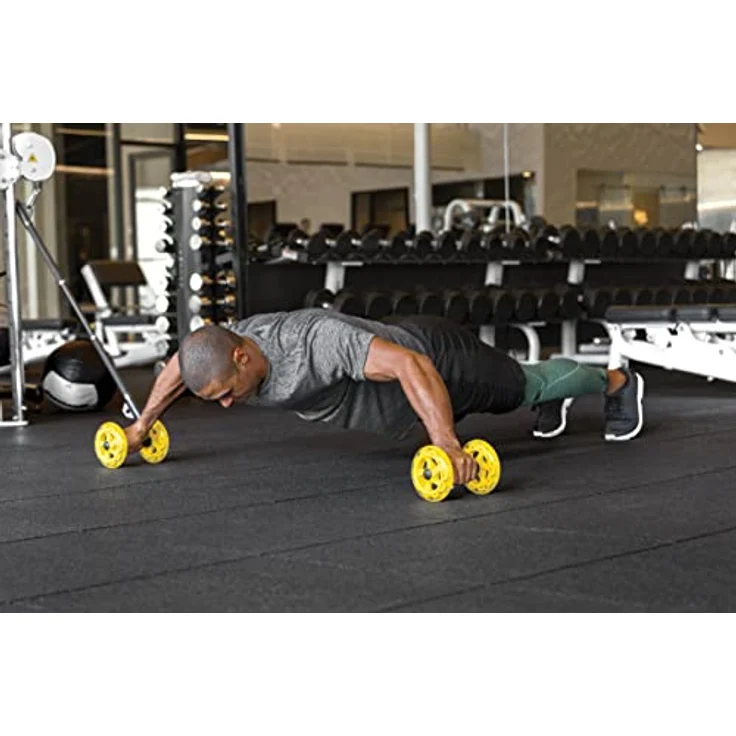 SKLZ COREWheels Dynamischer Kraft & Bauchtrainer, Workout Räder, Mit Ergonomischen Schaumstoffgriffen, Gelb/Schwarz – Bild 7