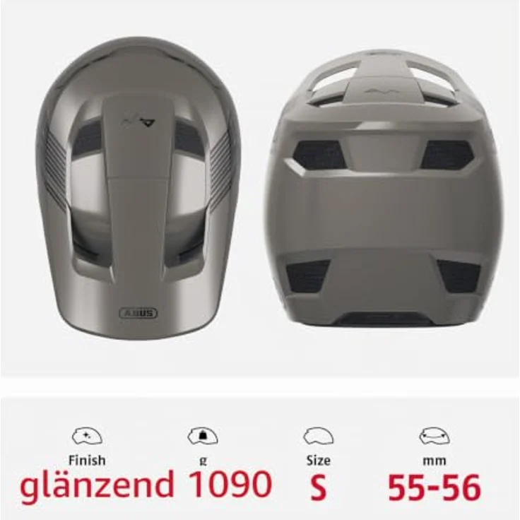 ABUS HiDrop Downhill Helm, ASTM-er Fullface Helm mit ABS-Außenschale für MTB, grau, Größe S, optimaler Schutz und innovative Belüftung – Bild 3