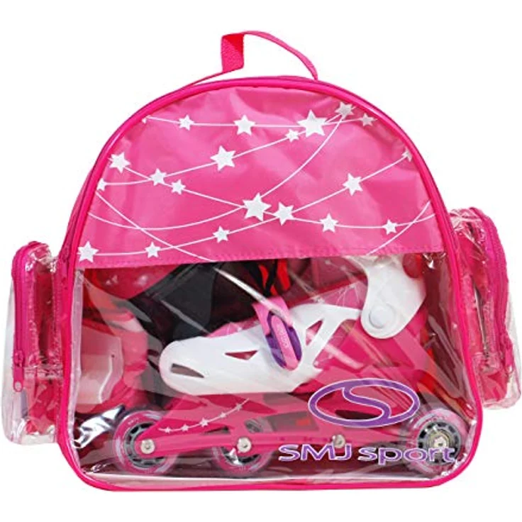 SMJ 2in1 Inliner Rollschuhe für Mädchen, verstellbar mit Schutzausrüstung und Helm, rosa, Gr. 26-29 – Bild 9