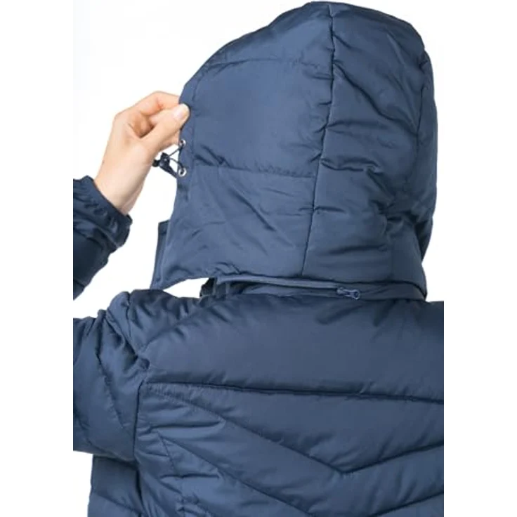 Erima CMPT Steppjacke Damen, dunkelblau, leicht, mit abnehmbarer Kapuze und tailliertem Schnitt, Gr 44 – Bild 7