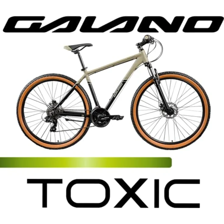 Galano Toxic Mountainbike 29 Zoll, Hardtail MTB mit 21 Gang Kettenschaltung, schwarz/beige, 48 cm Rahmenhöhe – Bild 2