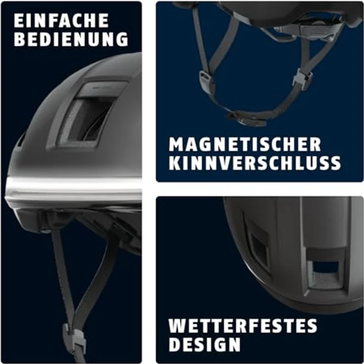 Abus HYP-E Velohelm, 51-55 cm, mit 365° Protection, integrierten Front- und Rücklichtern, NTA-Norm für E-Bike Sicherheit und Belüftungssystem – Bild 3