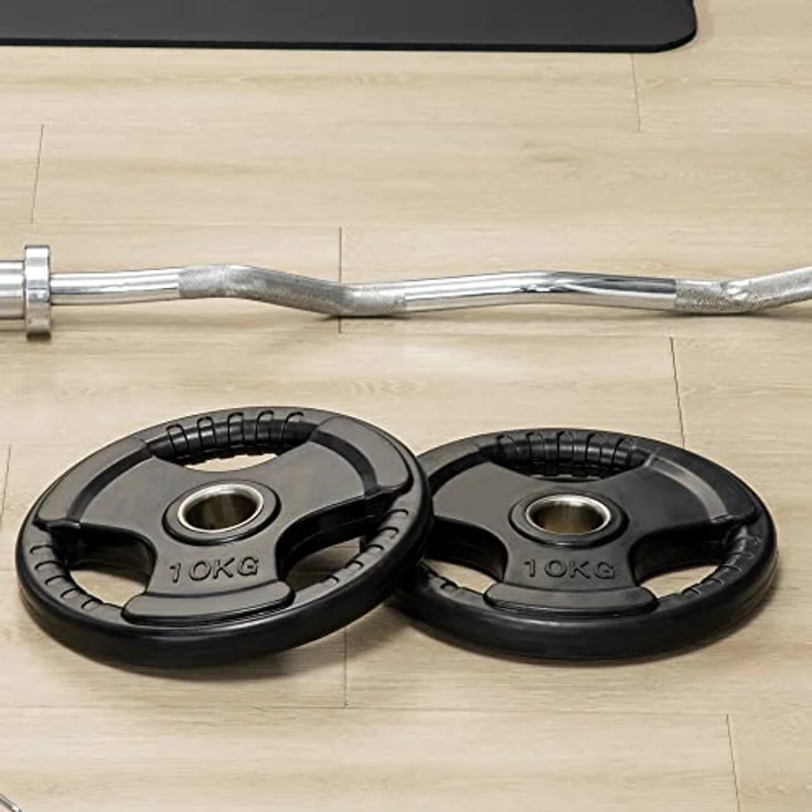 SPORTNOW Hantelscheiben 2er-Set, 10 kg pro Scheibe, Metall mit Gummimantel, Schwarz – Bild 9