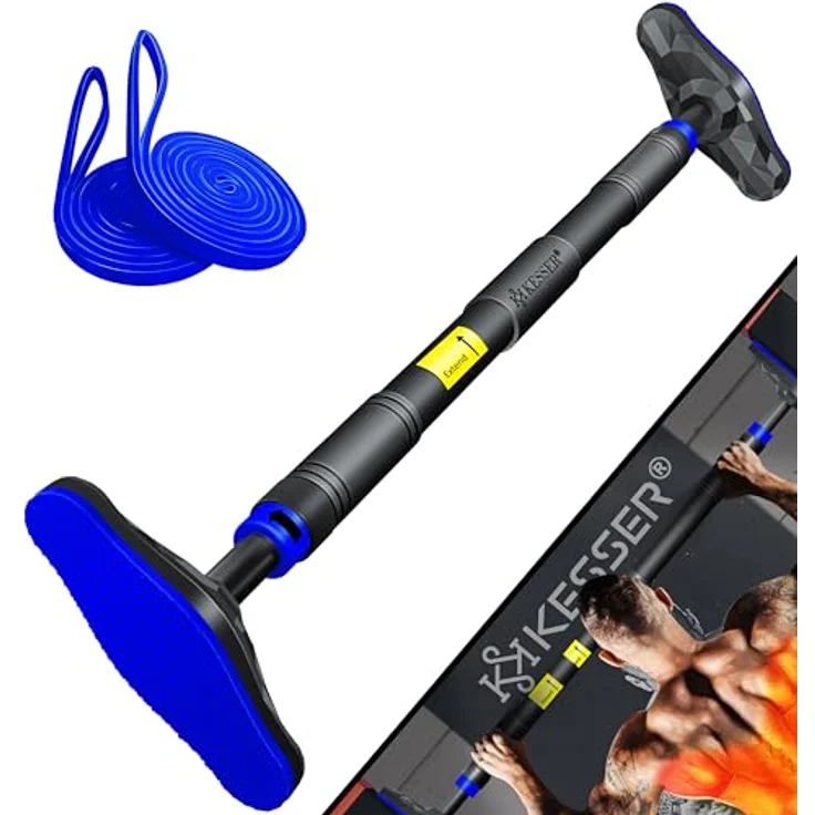 KESSER® Klimmzugstange Türrahmen verstellbar, Pull Up Bar Heimturnhalle, ohne Schrauben/Bohren, 68-106 cm Ausziehbar, bis 300 kg belastbar, inkl. Resistenzbänder – Bild 1