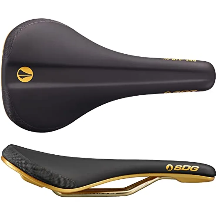SDG Bel-Air 3.0 Lux/Aluminium-Sattel, hochwertiger Fahrradsattel in Schwarz/Gold, innovatives Design