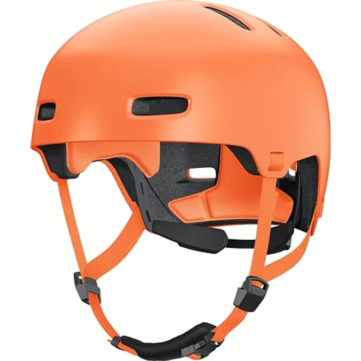 ABUS Fahrradhelm XOXO, Cityhelm im Skater-Look für Skateboard, Fahrrad und Scooter, optimiertes Kinnpolster, Größe S, mono orange – Bild 4