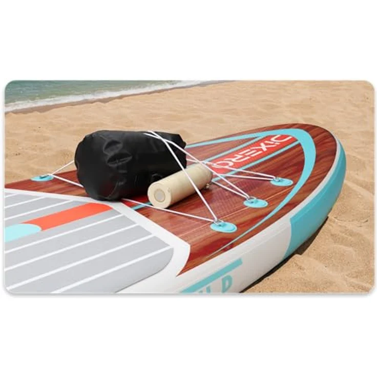 COIL Aufblasbares SUP-Board, Stand Up Komplettset mit Paddel, Pumpe und wasserdichter Handytasche, 335 cm, bis 170 kg, Braun – Bild 4