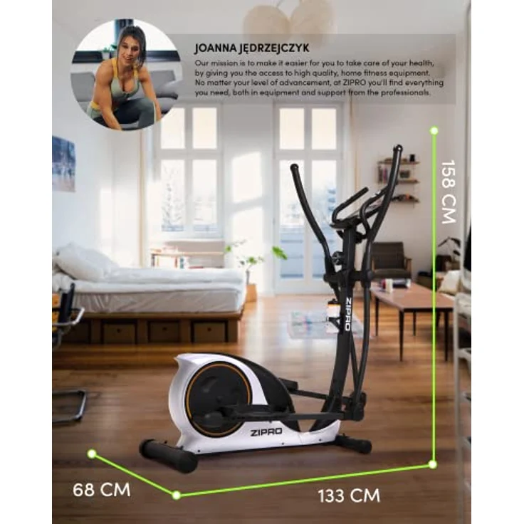 Zipro Hulk Magnetischer Crosstrainer für Zuhause bis zu 150 kg - 8-Stufen Widerstand Ellipsentrainer Heimtrainer mit Computer misst Puls Kalorien Distanz Schnelligkeit - weiß – Bild 2
