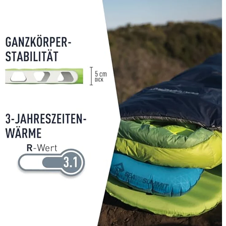 Sea to Summit Comfort Light Self Inflating Isomatte Regular, rutschfeste Schlafmatte mit Delta Core-Technologie, 2,5 Jahreszeiten, grün, 650g – Bild 3