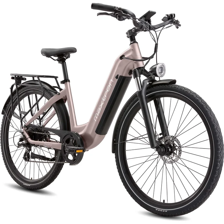 Maxtron Marathon 28" E-Bike Citybike, Bafang Heckmotor, 810Wh Akku, bis 160km, hydraulische Scheibenbremsen, 7-Gang, Aluminiumrahmen in Gold