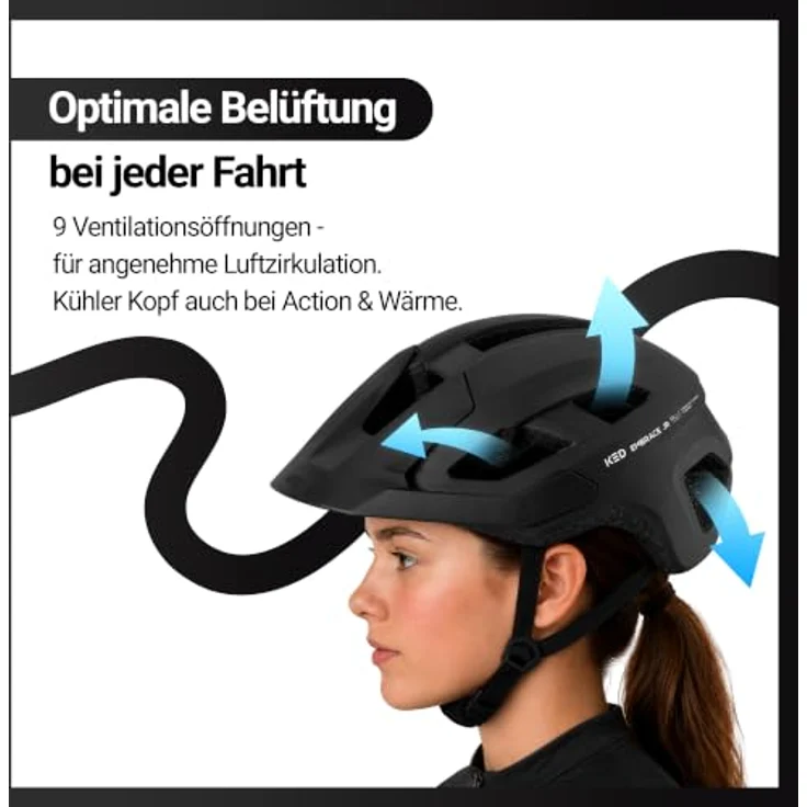 KED Embrace Jr Fahrradhelm – Jugendhelm mit integriertem Visier, Leichtbau, Farbe: Black Matt, Größe: 52-56 (SM) – Bild 4