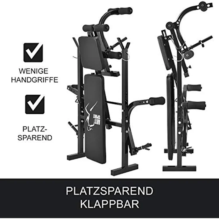 ArtSport Multifunktion Hantelbank Set ProfiGym 1000 & 3in1 Hantelset mit 60 kg Gewichten - Trainingsbank klappbar Kurzhantel Langhantel Curlhantel Kraftstation – Bild 4