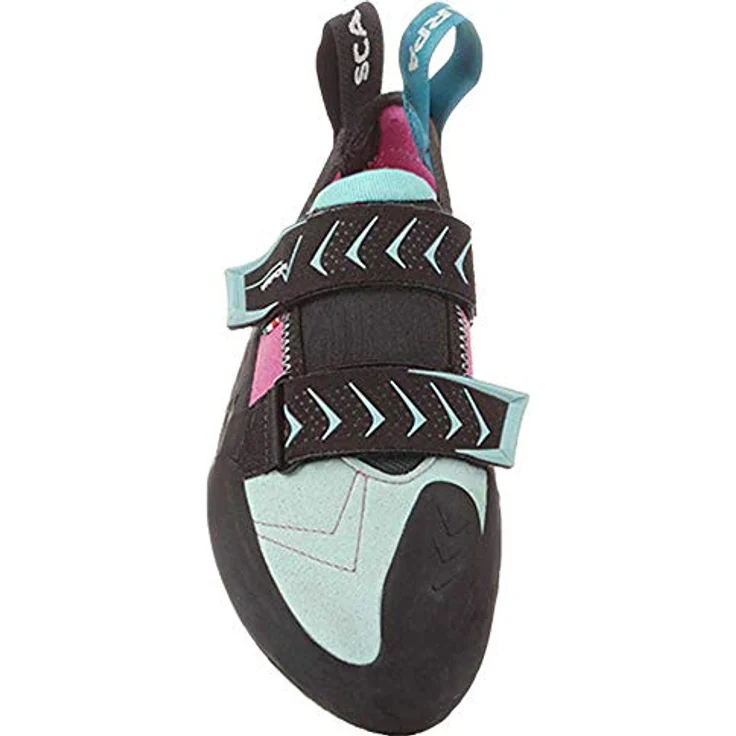 Scarpa Vapor V, Damen Kletterschuhe mit abriebfester Gummi-Sohle, Klettverschluss, Größe 36, Türkis – Bild 4