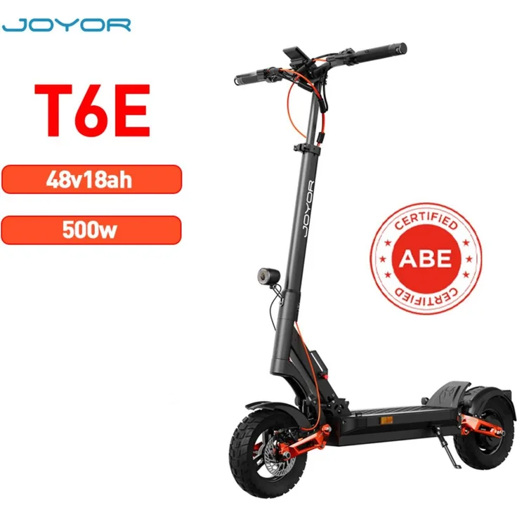 JOYOR T6E Elektroroller, 500W Motor, 48V 18Ah Akku, faltbar, 10" Offroad Reifen, schwarz