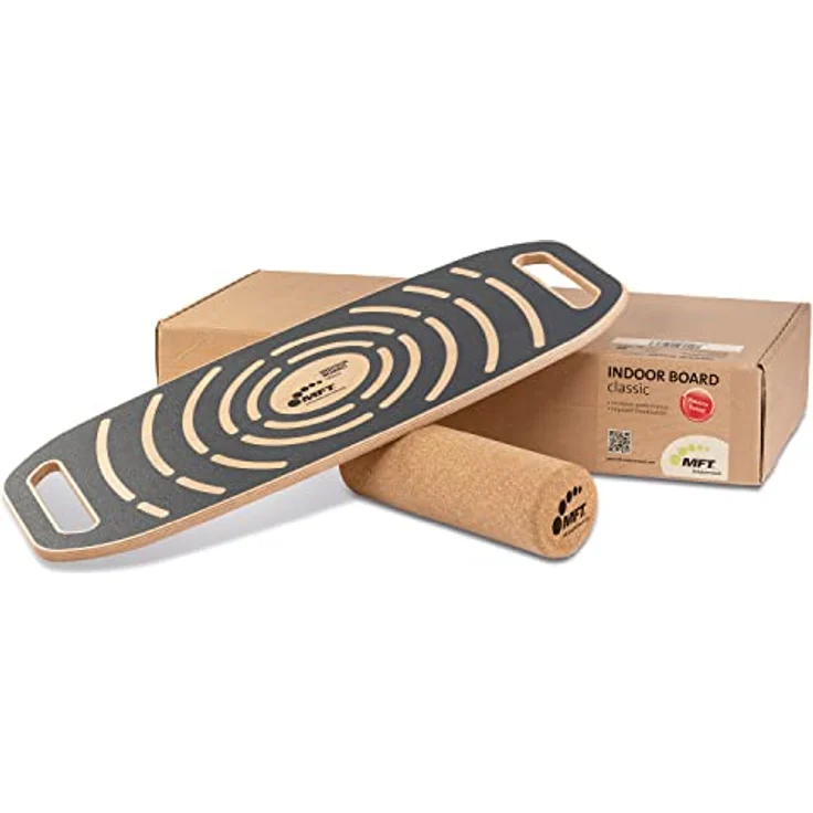MFT Indoor Surf Board inkl. Kork Faszienrolle I Balance Board und Gleichgewichtstrainer I Im Edlen Holz Design I Skimboard I Made in Austria - Preisvergleich – Bild 3