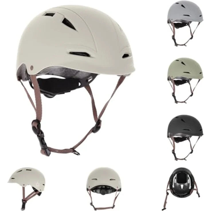 Kikkaboo Kinder-Schutzhelm 46 - 56 cm mit 9 großen Öffnungen verstellbare Gurte beige, Kinderfahrradhelm mit optimaler Luftzirkulation – Bild 2