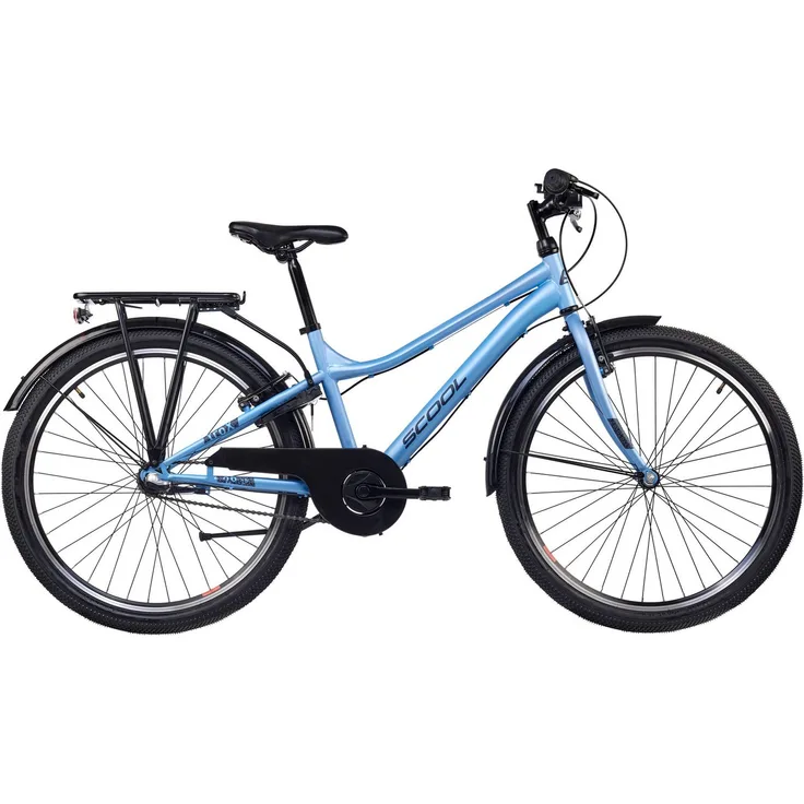 S’COOL troX Jugendfahrrad, 3 Gang Shimano Nabenschaltung, 26 Zoll, mit Gepäckträger und Schutzblech, ideal für Schule und Freizeit