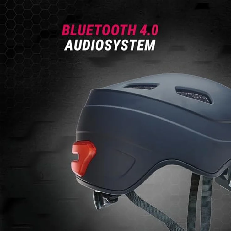 Prophete Smart Fahrradhelm mit Full-HD Kamera, Bluetooth 4.0, LED-Blinker, 54-58 cm, Schwarz – Bild 5