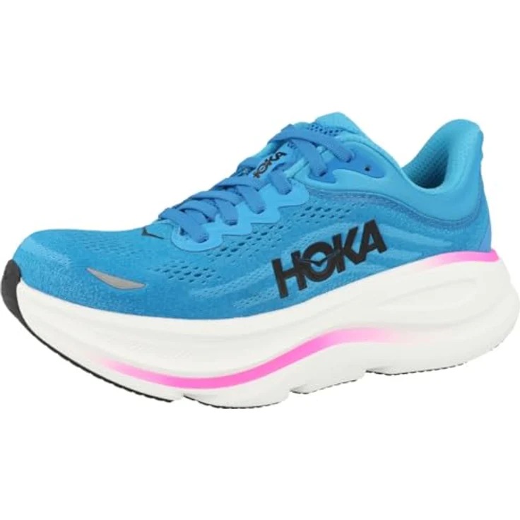 Hoka Bondi 9, Damen Laufschuhe aus 100% veganem Material, atmungsaktives Obermaterial, optimale Dämpfung, Größe 39 1/3, Blau – Bild 4
