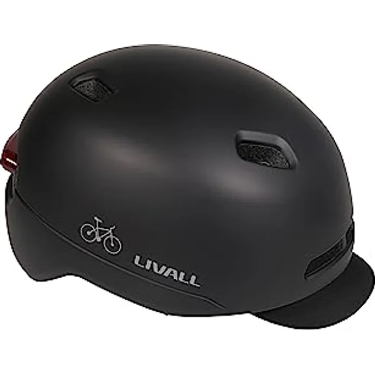 Livall C21, smarter Velohelm mit NTA 8776 Norm, schwarz, Größe L (57-61 cm), SOS-Alarm, Brems- und Rücklicht, abnehmbarer Schirm