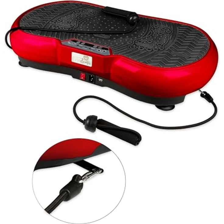 Coradoma Vibrationsplatte Ultra Slim, Fitnessgerät mit Bluetooth, 300 Watt, inkl. Power Dehnbänder, max. 120 kg, Oszillation für Zuhause – Bild 4