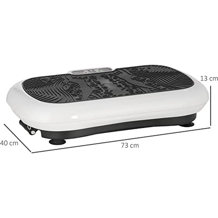HOMCOM Vibrationsplatte mit 2 Fitnessbändern 99 Vibrationsstufen 120 kg Belastbarkeit Rüttelplatte Fitnessgeräte für Ganzkörpertraining zu Hause mit LCD-Anzeige 200W 73 x 40 x 13cm Weiß+Schwarz – Bild 5