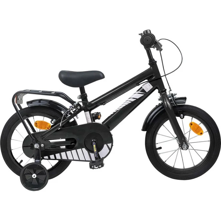 vidaXL Kinderfahrrad 14 Zoll für 3-5 Jahre, Schwarz, geeignet für Körpergewicht bis 50 kg, inkl. Aufbauanleitung