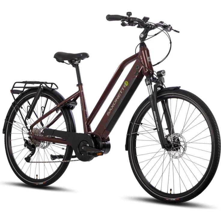 SAXONETTE E-Trekkingbike Premium Sport, Mittelmotor 522 Wh Akku, Pedelec, Elektrofahrrad, bordeaux, Trapez Rahmenhöhe 50cm