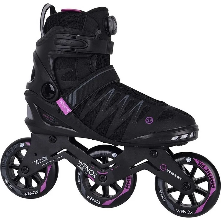 Tempish Wenox Top Rollschuhe, Damen Inline-Skates mit Doppelschicht-Futter, 100 mm Rädern, schwarz, Größe 39