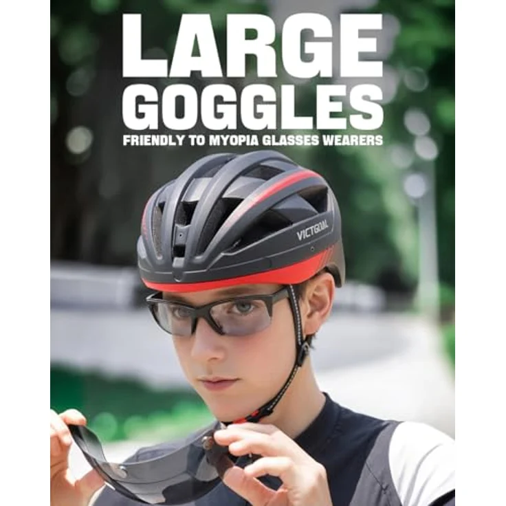 Victgoal VICTGOAL MTB Fahrradhelm, Herren Damen, mit abnehmbarer magnetischer Schutzbrille, 21 Belüftungsöffnungen, Einstellbare Größe M (54-58cm), Rot, mit LED Rücklicht und Visier – Bild 5