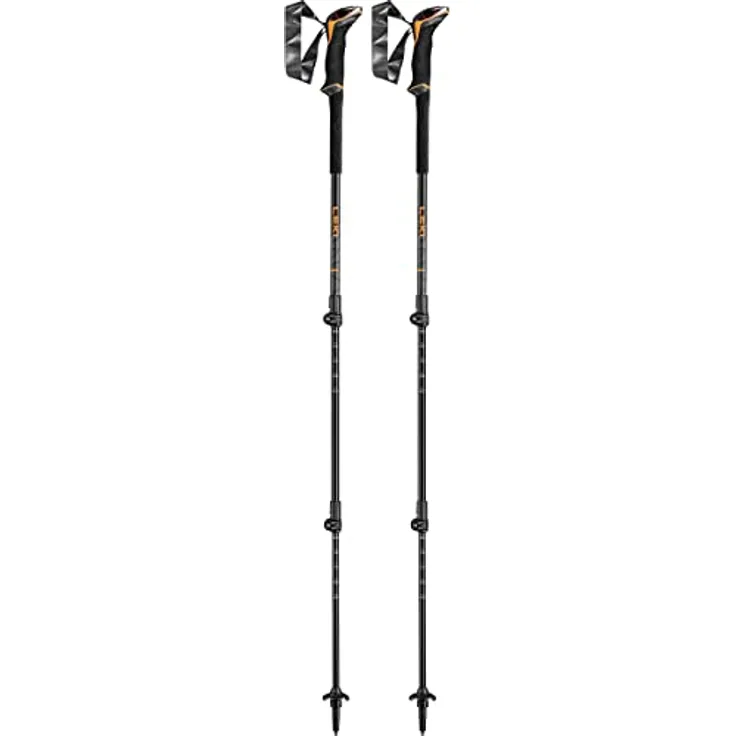 LEKI Makalu Lite Wanderstöcke, aluminium, 3-teilig, verstellbar, orange-Black-Dark Anthracite, 100-135cm
