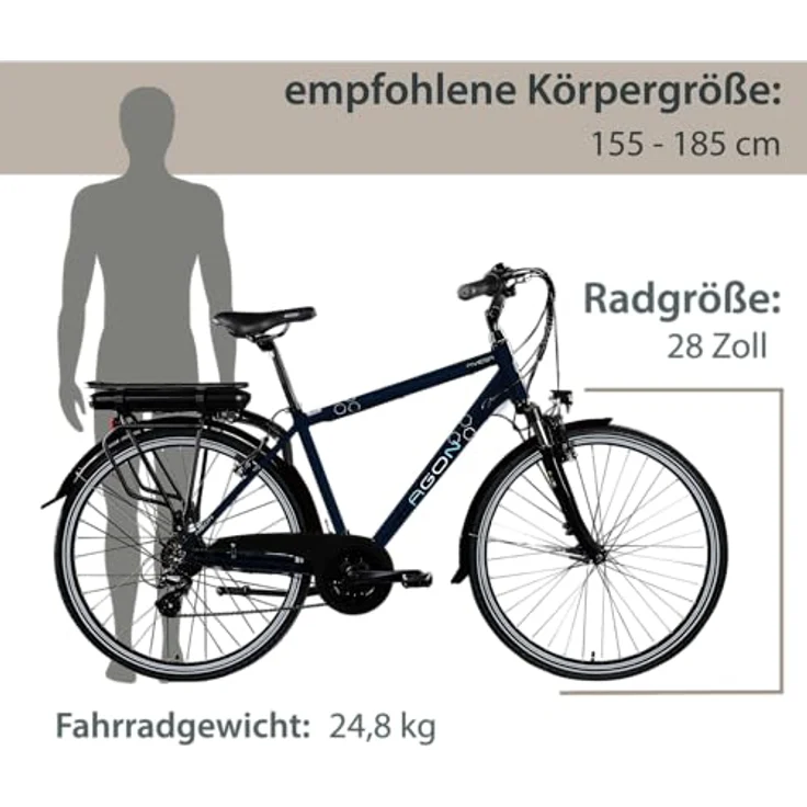 Agon Avesa E Bike Trekkingrad Damen Herren mit Nabenmotor Pedelec Trekking Fahrrad 21 Gang, StVZO Beleuchtung, Aluminium Diamantrahmen - Blau – Bild 3