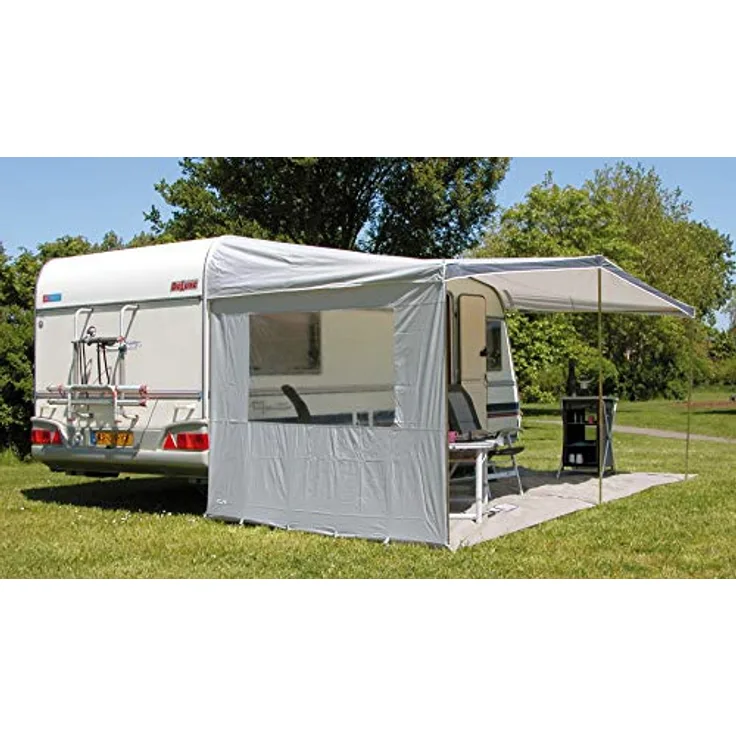 Eurotrail Vorzelt, Seitenwand für Wohnwagenmarkise mit Fenster, 240 cm Tiefe, Grau, 5 kg