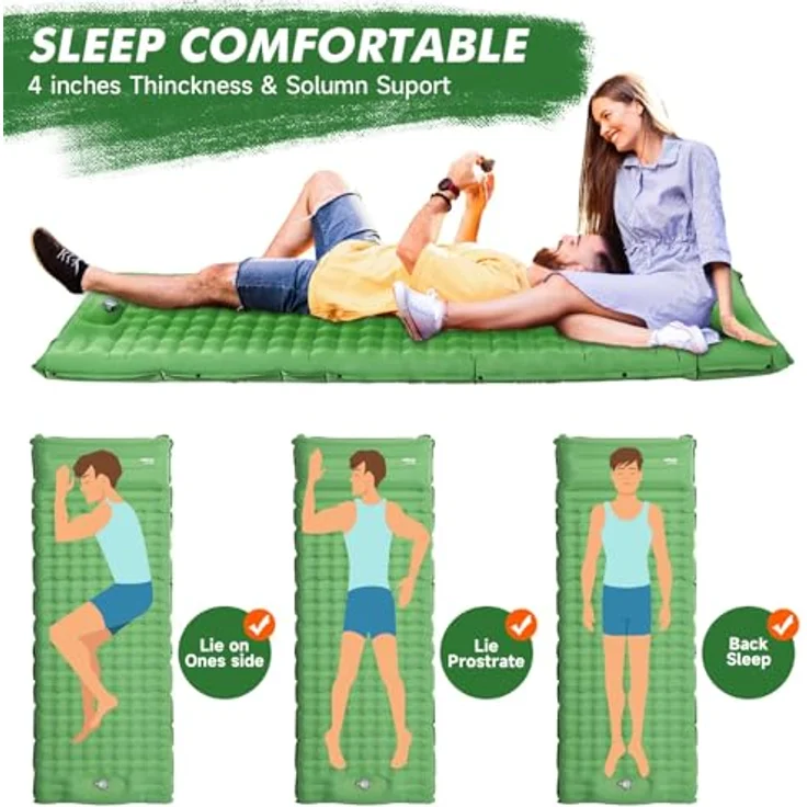 HiiPeak Isomatte Ultraleicht, aufblasbare Campingmatte mit Kopfkissen, Fußpumpe, 203 x 68 cm, kleines Packmaß 28 x 12 cm, 1.1 kg – Bild 2