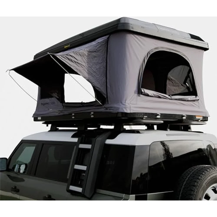 Horntools Themis PopUp Dachzelt, 220 x 150 x 30 cm, Schwarz/Grau, wasserdichtes Hartschalenzelt für 2 Personen mit 3-minütigem Aufbau und 7 cm dicker Matratze – Bild 5