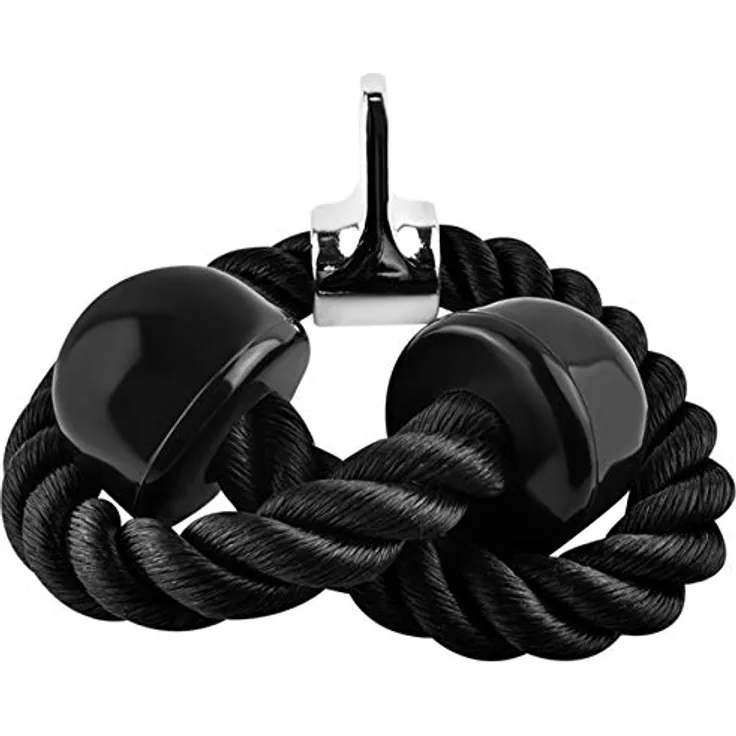 ISO TRADE Trizeps Seil Workout am Seilzug Kabelzug Kraftturm rutschfeste Griffe Fitnessstudio Zuhause 7954, Nylon Schwarz 200kg Belastung
