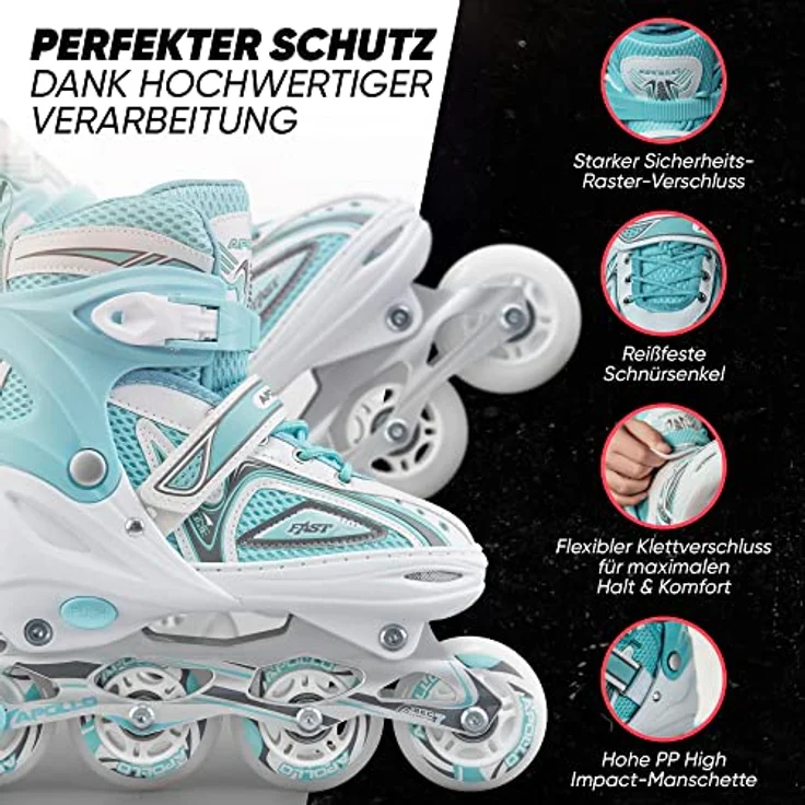 Apollo Inlineskates Super Blades LED, Kinder Inliner verstellbare Größe, leuchtende LED Wheels, blau – Bild 4