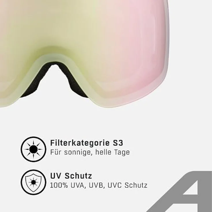 ALPINA PENKEN Skibrille, verspiegelte, beschlagfreie, rahmenlose Design mit 100% UV-Schutz, white-lilac matt, one size – Bild 3