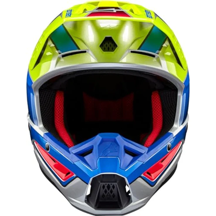 Alpinestars S-M5 Sail 2024, Motocross Helm mit aufprallresistenter Außenschale, belüftet, gelb/blau, M (57/58) – Bild 5