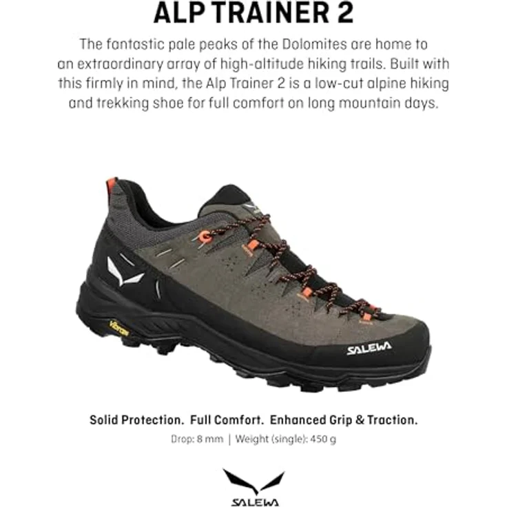 Salewa Alp Trainer 2, Herren Wanderschuhe, robuster Schutz, verbesserter Grip, schwarz, Größe 43 – Bild 2