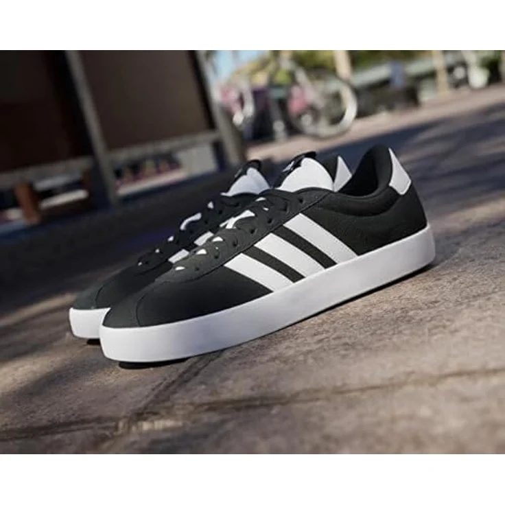 adidas VL Court 3.0 ID6278, Laufschuhe aus weichem Leder mit vulkanisierter Gummiaußensohle, schwarz/weiß – Bild 3