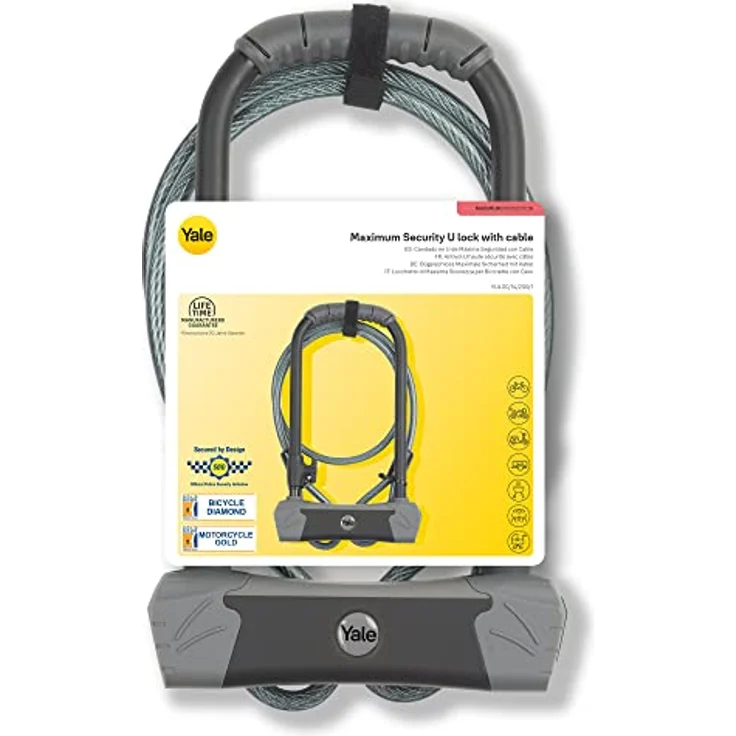 Yale Veloschloss, 120 cm Bügelschloss mit Sicherheitskabel und maximaler Schutzklasse – Bild 8