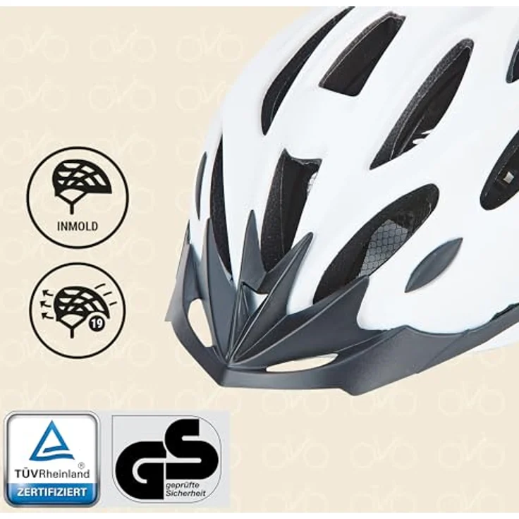 Prophete Erwachsenen-Fahrradhelm INMOLD, Größe 58-61cm, 240g, weiß mit Reflexstreifen – Bild 2