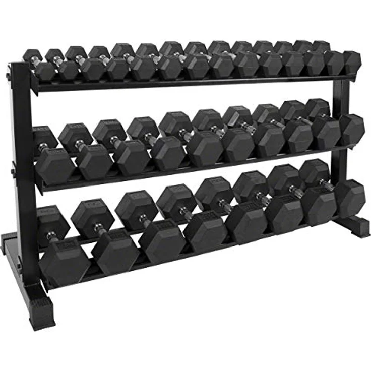 Sport-Tec Kompakthantel-Ständer-Set mit 16 Paar Hex Hanteln, 1-25 kg, 162x59x82 cm – Bild 1