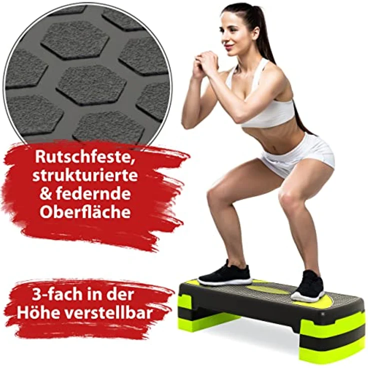 MAXXIVA Stepper Aerobic-Fitness-Steppbrett grün schwarz 80x30,5 cm höhenverstellbar 10-15-20 cm Hometrainer Fitnesstraining Workout – Bild 3