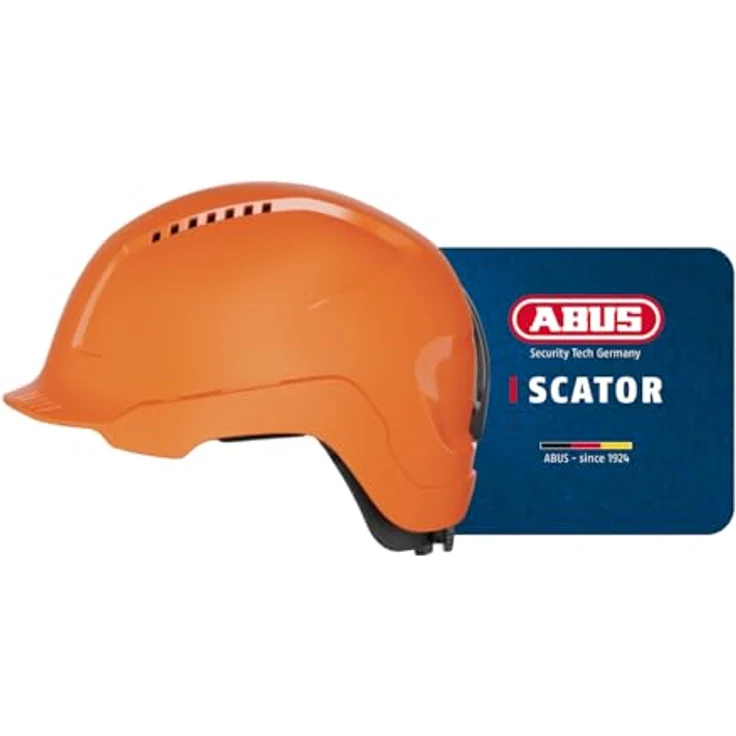 ABUS SCATOR Industrieschutzhelm, robuster Kopfschutz mit 6-Punkt-Textilaufhängung, Orange – Bild 1