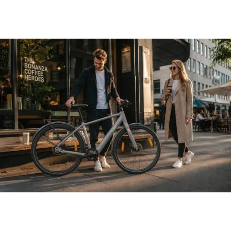 SachsenRAD City E-Bike C3M Roma II, 28" Ultraleichtes Elektrofahrrad mit Riemenantrieb, 6km/h Schiebehilfe, KI-Unterstützung, Grau, für Damen/Herren – Bild 3